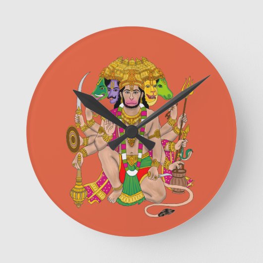 Panchmukhi Hanuman Wall Clock  ラウンド壁時計 (正面)