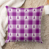 Pancreatic Cancer Awareness Plaid Purple Ribbon クッション (ブランケット)