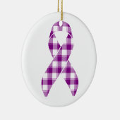 Pancreatic Cancer Awareness Plaid Purple Ribbon セラミックオーナメント (右)