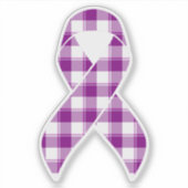 Pancreatic Cancer Awareness Plaid Ribbon Purple シール (正面)