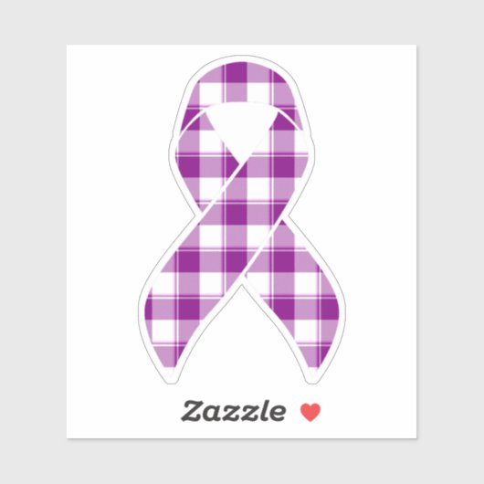 Pancreatic Cancer Awareness Plaid Ribbon Purple シール (シート)