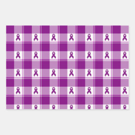 Pancreatic Cancer Awareness Plaid Wrapping Paper ラッピングペーパーシート