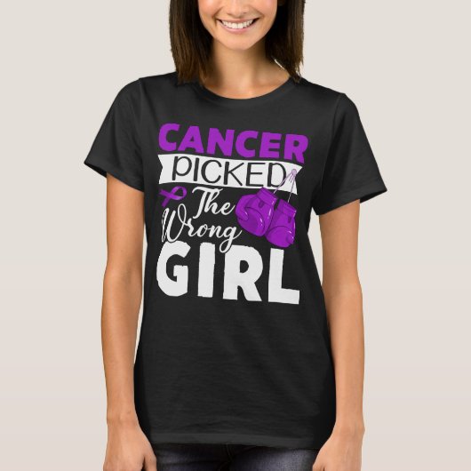 pancreatic cancer picked the wrong girl warrior tシャツ (正面)