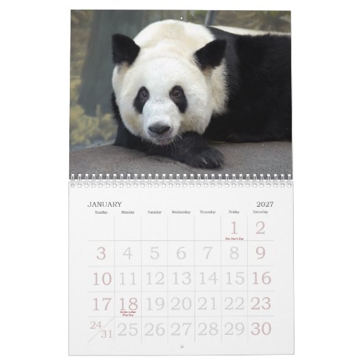 panda117のジャイアントパンダくま カレンダー (1月 2027)