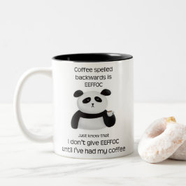 Panda – コーヒーのスペルは逆Eeffoc ツートーンマグカップ