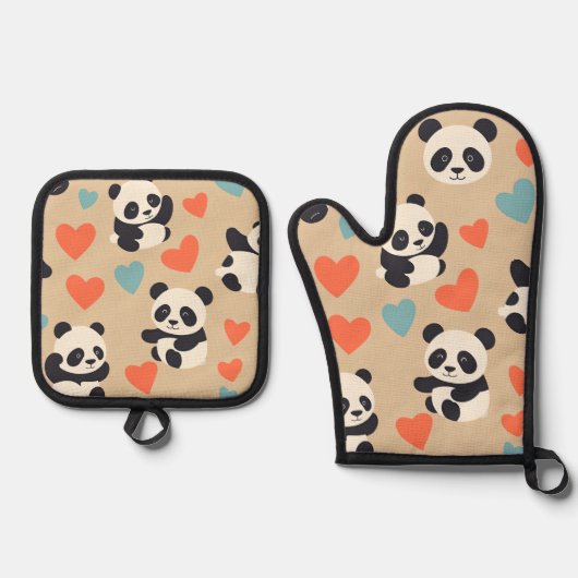 panda 鍋つかみ&鍋敷きセット (正面)