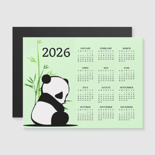 Panda 2026 Calendar Magnetic Card (正面/裏面)