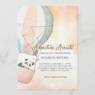 Panda Adventure Awaits Baby Shower 招待状