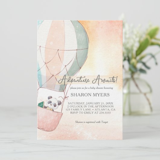 Panda Adventure Awaits Baby Shower 招待状 (スタンド正面)