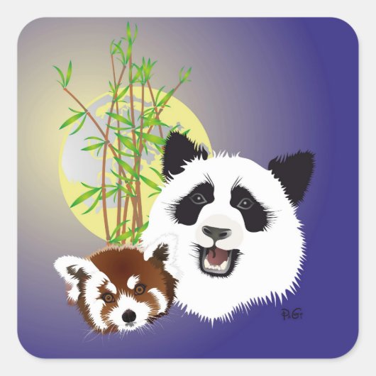 Panda (Ailuropoda melanoleuca) Aufkleber スクエアシール (正面)