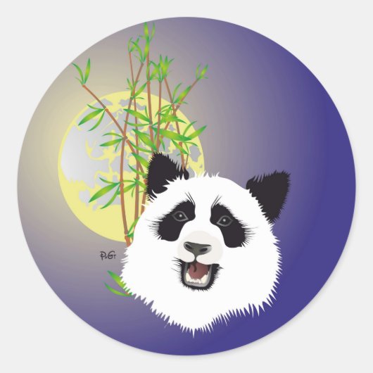 Panda (Ailuropoda melanoleuca) Aufkleber ラウンドシール (正面)