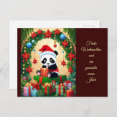 Panda als Weihnachtsmann verkleidet ポストカード (正面/裏面)