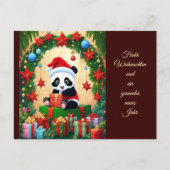 Panda als Weihnachtsmann verkleidet ポストカード (正面)