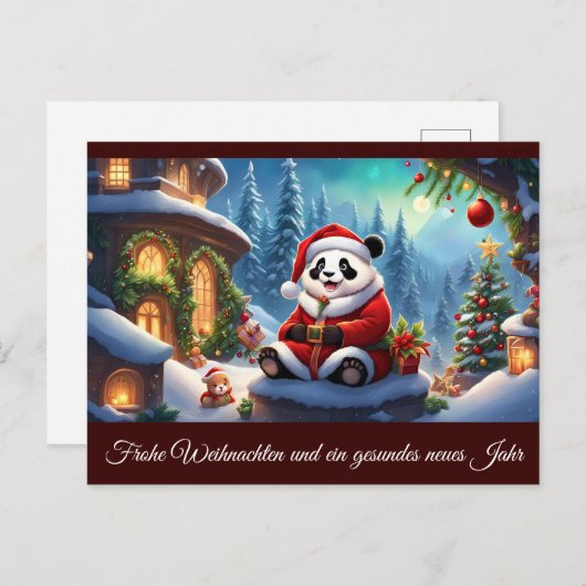 Panda als Weihnachtsmann verkleidet 2 b ポストカード (正面/裏面)
