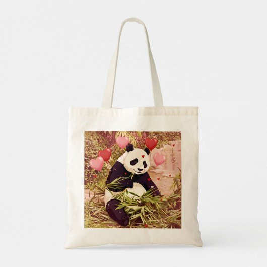 Panda and hearts tote bag トートバッグ (裏面)