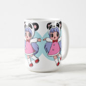 Panda Angel：愛らしいアニメガールが高く舞う コーヒーマグカップ (正面右)