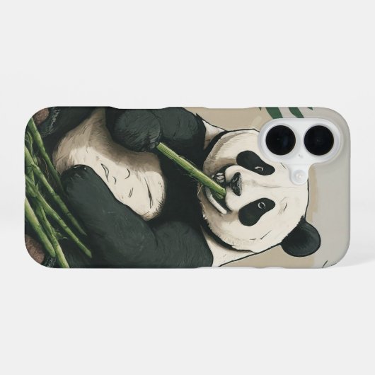 Panda : Art of 食べBamboo's Bamboo case iPhone 16ケース (裏面横)