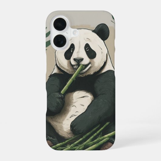 Panda : Art of 食べBamboo's Bamboo case iPhone 16ケース (裏面)
