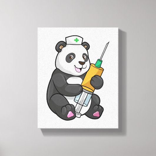 Panda as Nurse with Syringe キャンバスプリント (正面)