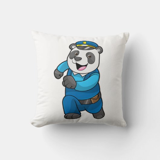 Panda as Police officer with Police hat クッション (正面)