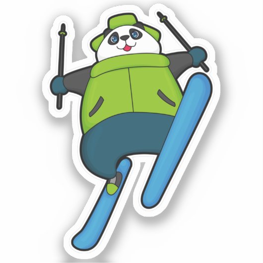 Panda as Ski jumper with Ski シール (正面)
