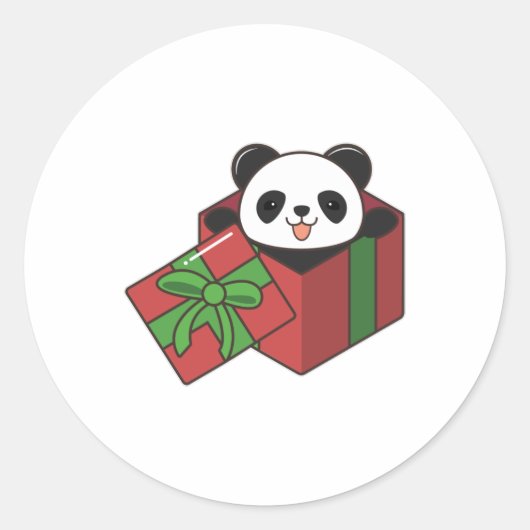 Panda at誕生日in Gift ラウンドシール (正面)