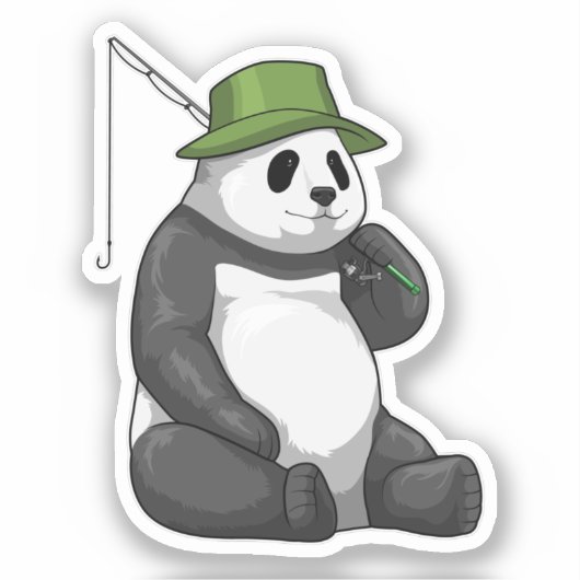 Panda at Fishing with Fishing rod シール (正面)