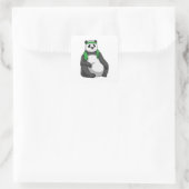 Panda at Fitness with Towel スクエアシール (バッグ)