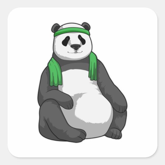 Panda at Fitness with Towel スクエアシール (正面)