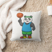 Panda at Sports with Basketball クッション (ブランケット)