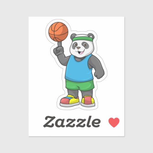 Panda at Sports with Basketball シール (シート)