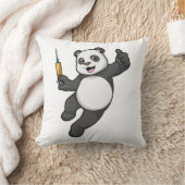 Panda at Vaccination with Syringe クッション (ブランケット)