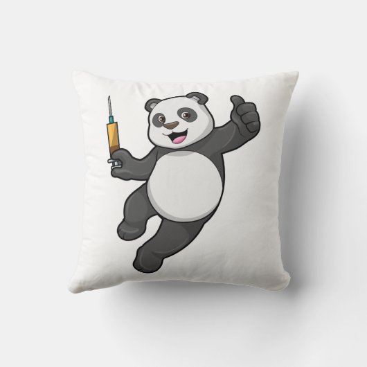 Panda at Vaccination with Syringe クッション (裏面)
