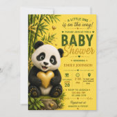 Panda Baby Bamboo Jungle Baby Shower 招待状 (正面)