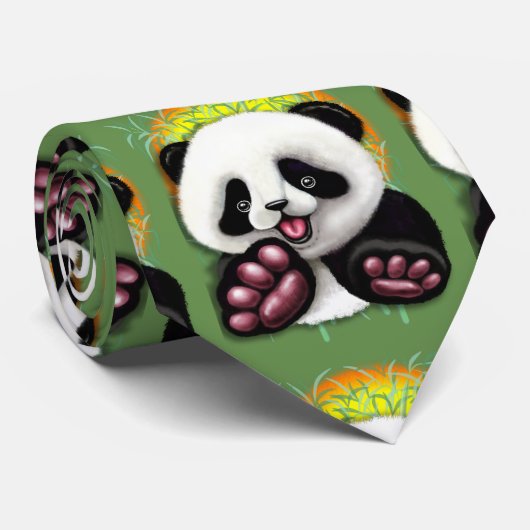 Panda Baby Bear Cute and Happy ネクタイ (ロール)