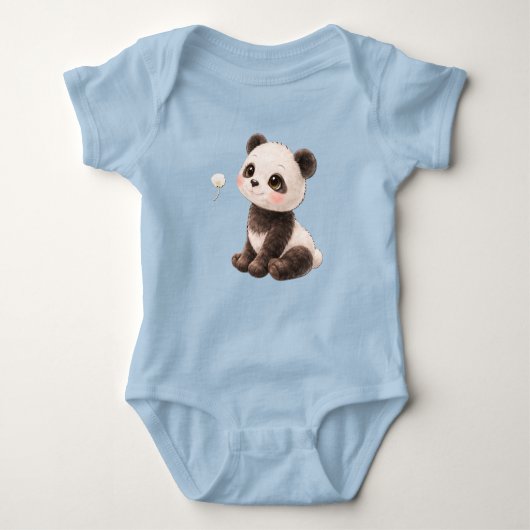 Panda Baby Bodysuit – Cute Black and White Bear 🐼 ベビーボディスーツ (正面)