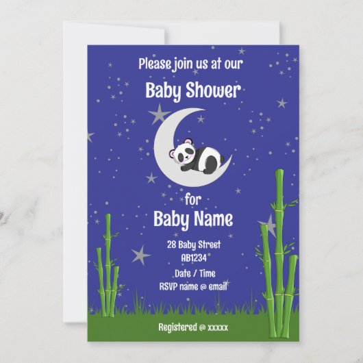 Panda Baby Shower Invitation 招待状 (正面)