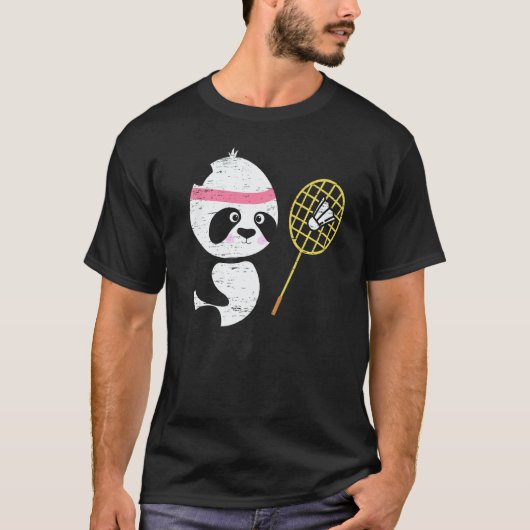 Panda Badminton Shuttlecock Smash Athlete Player C Tシャツ (正面)