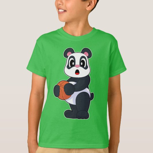 Panda Basketball player Basketball Tシャツ (正面)