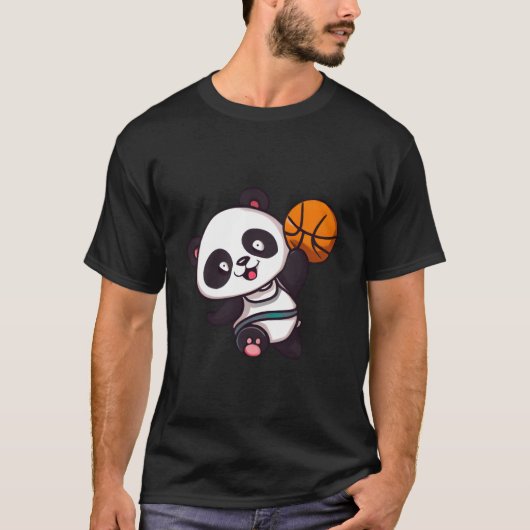 Panda Basketball Player Basketballer Tシャツ (正面)
