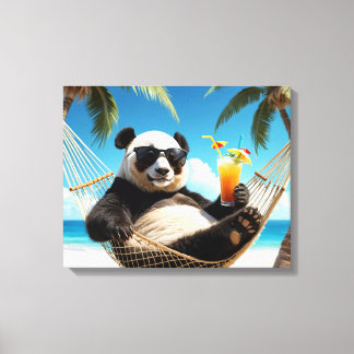Panda Beach Relaxation キャンバスプリント