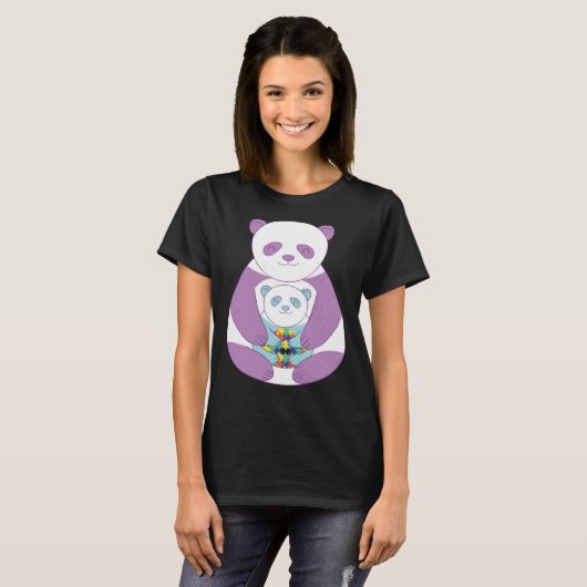 Panda bear Autism Awareness Puzzle pieces symbol A Tシャツ (正面フル)
