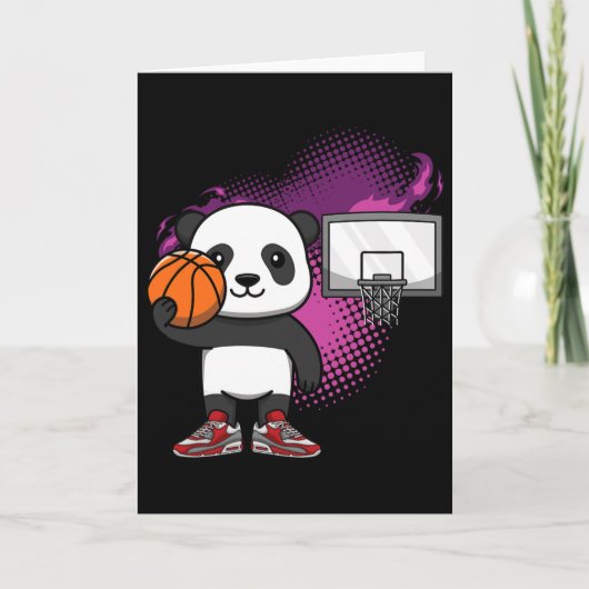 Panda Bear Bysketbyll Player Animal Lover Hoops Dr カード (正面)