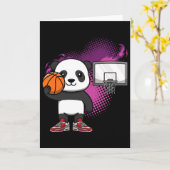 Panda Bear Bysketbyll Player Animal Lover Hoops Dr カード (黄色い花)