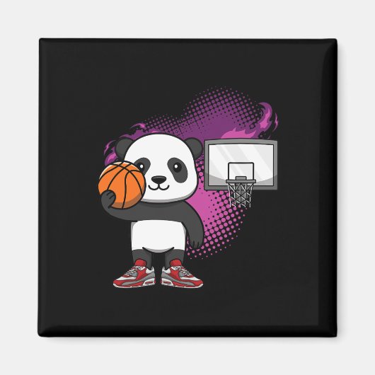 Panda Bear Bysketbyll Player Animal Lover Hoops Dr マグネット (正面)