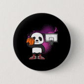 Panda Bear Bysketbyll Player Animal Lover Hoops Dr 缶バッジ (正面)
