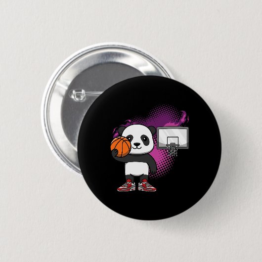 Panda Bear Bysketbyll Player Animal Lover Hoops Dr 缶バッジ (正面&裏面)