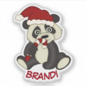 Panda Bear Candy Cane Christmas Contour シール (正面)