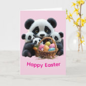 Panda Bear Easter カード (黄色い花)