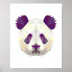 Panda bear geometrical nordic style ポスター
